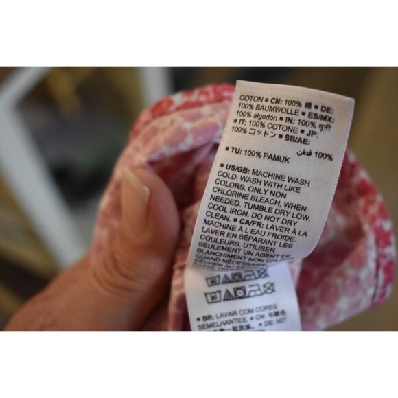 AMZN Essentials Red Floral Short Sleeve Button Front Shirt Big and Tall Size 4XL - Picture 6 of 6